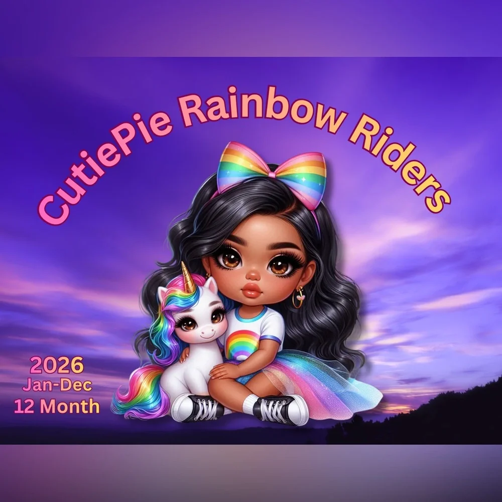 Rainbow Riders CutiePie Girls with Their Pet Unicorns 2026 12-Month Calendar